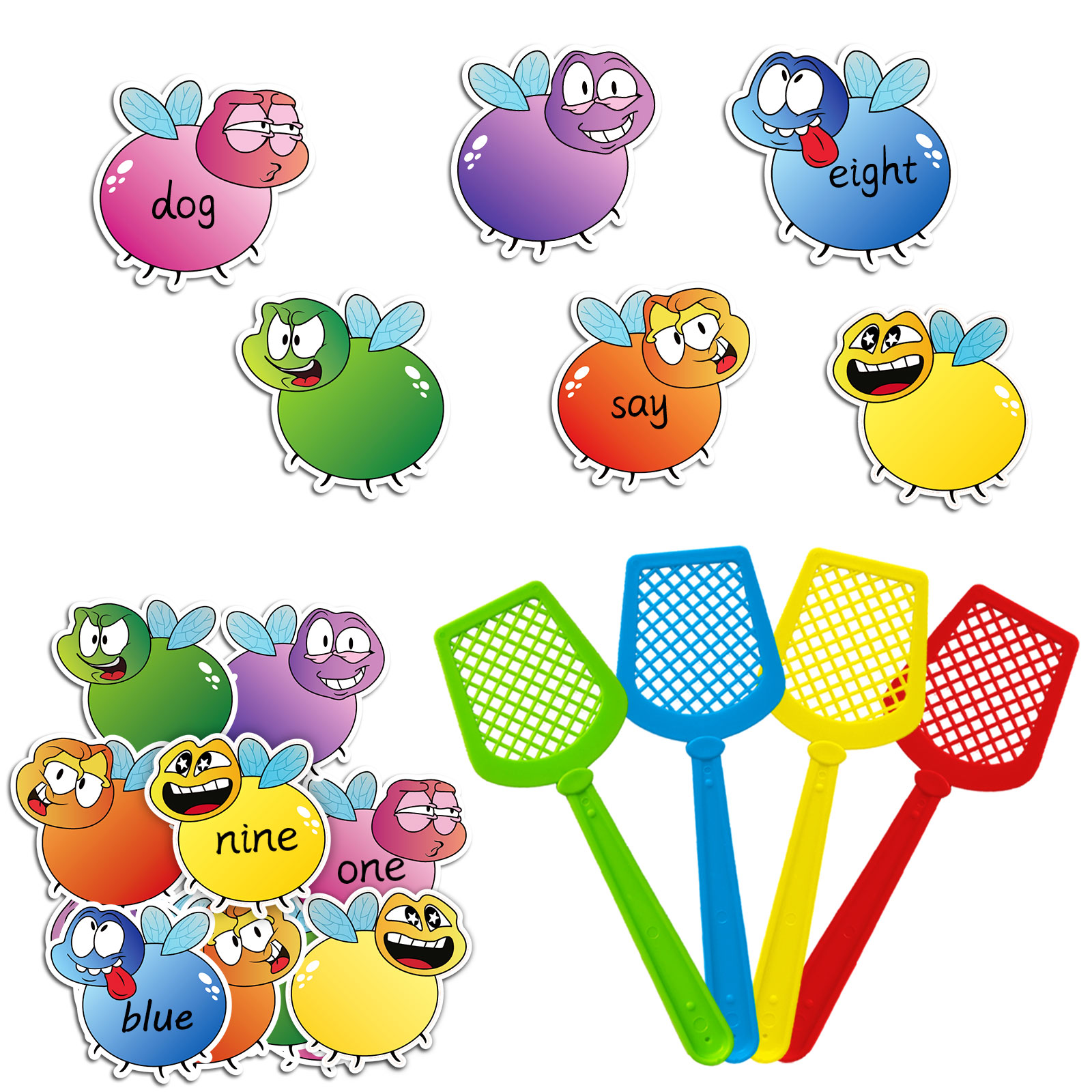 Sight Word Game - Gioco di alfabetizzazione con scacciapollame, carte