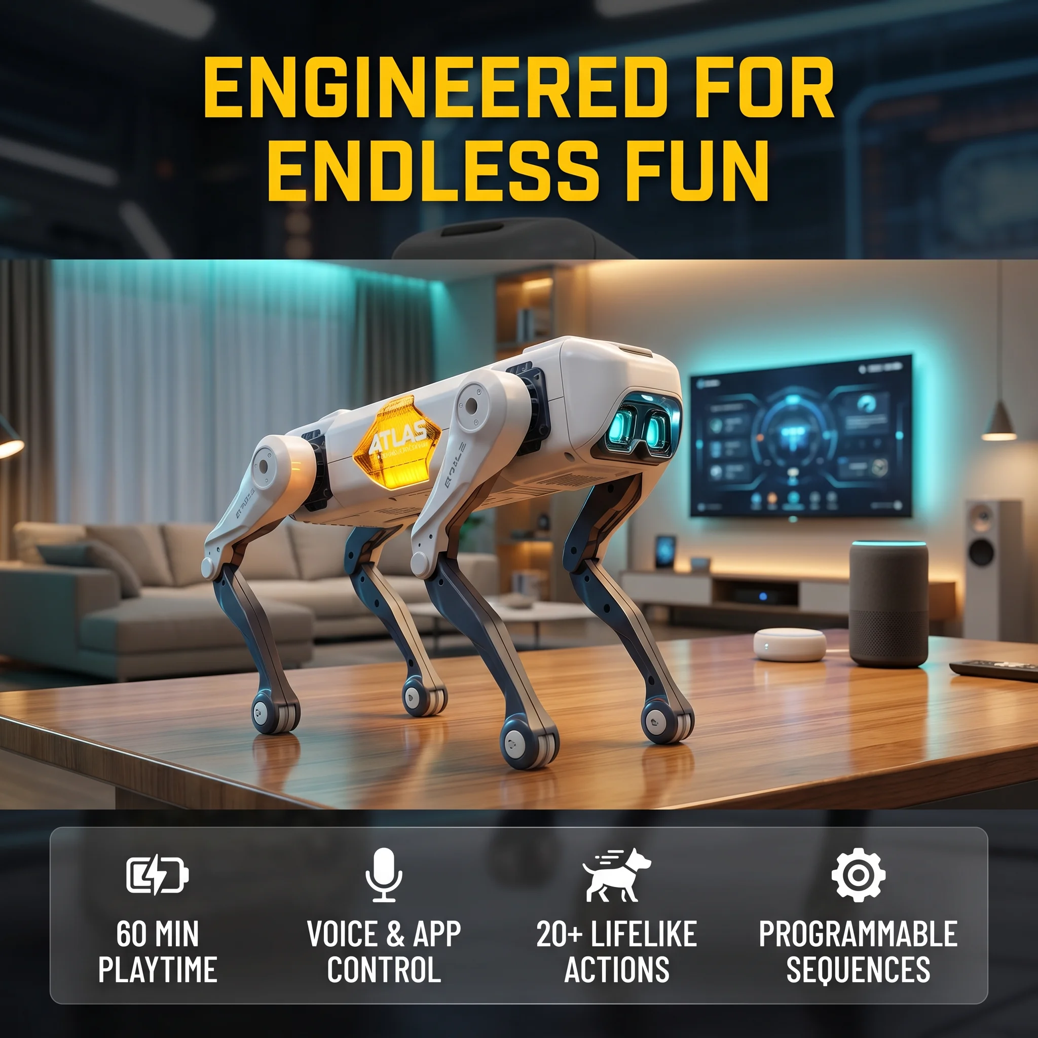 Kids Educational Resources - Cane Robot Intelligente AI, Controllo Vocale